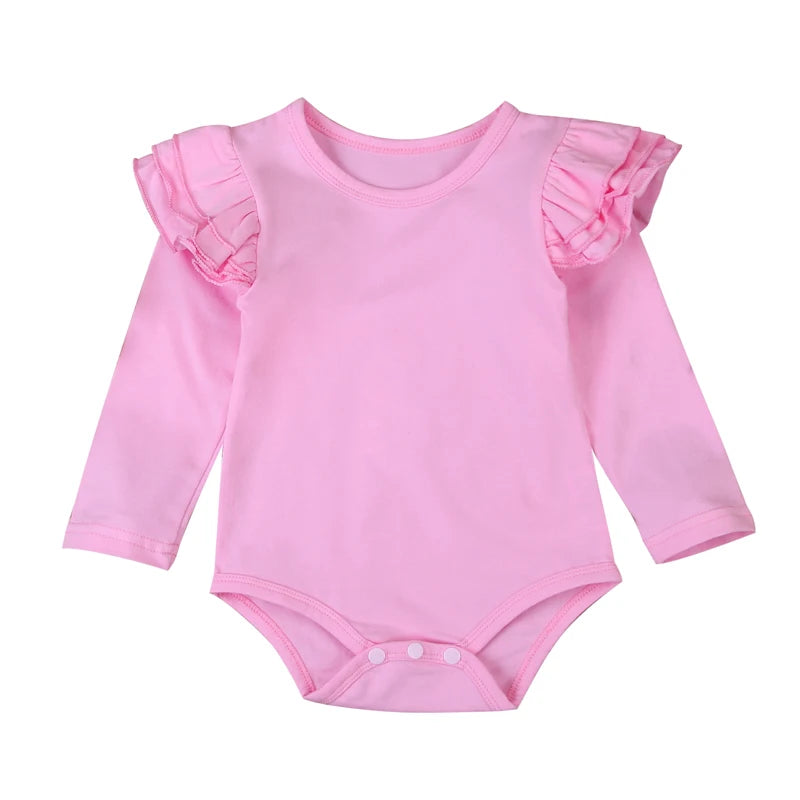 Baby Girl Long Sleeve Flutter Romper Pink