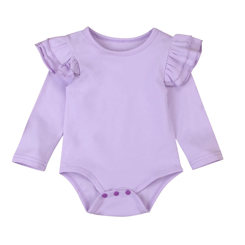 Baby Girl Long Sleeve Flutter Romper Purple