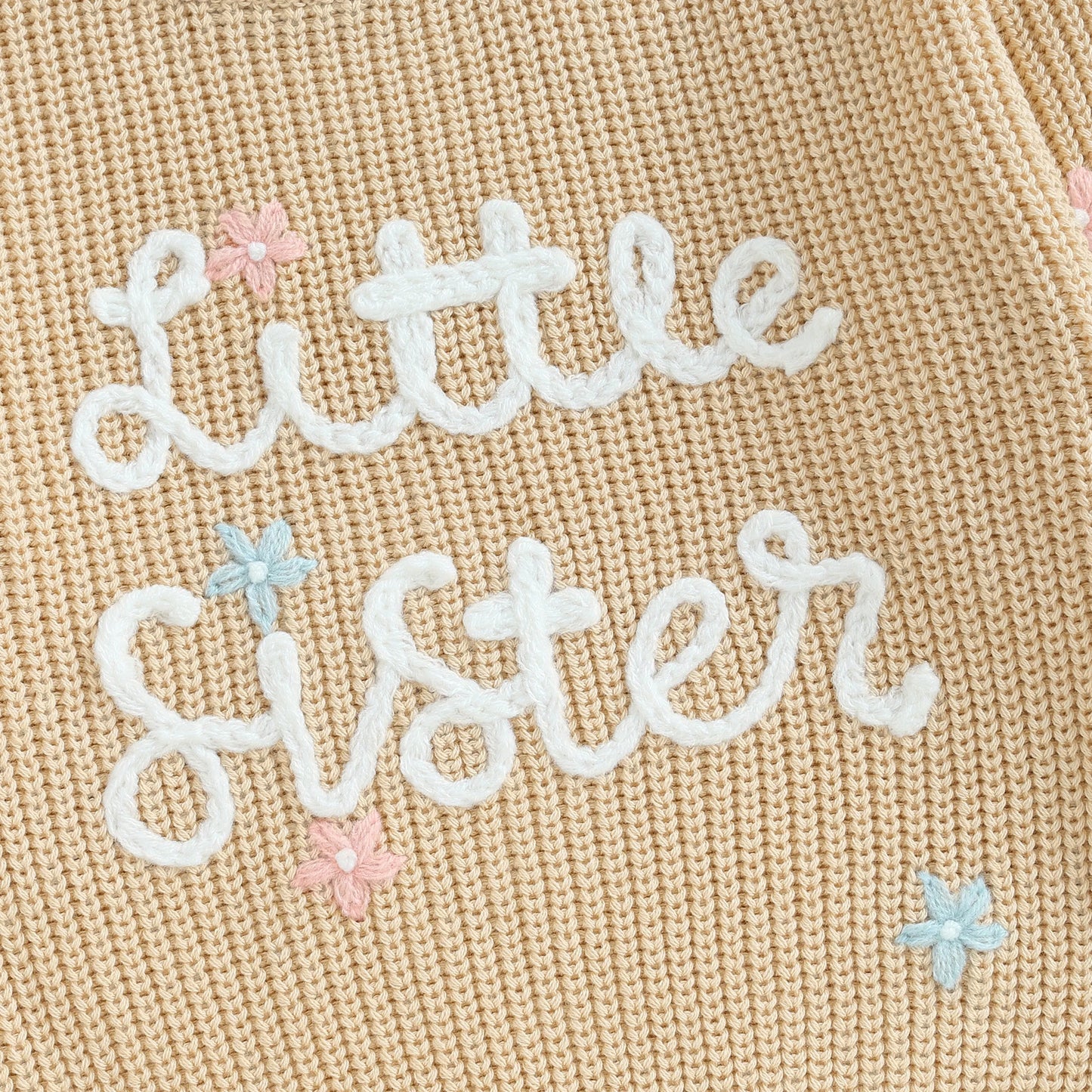 Little Sister Knit Jumpr in Cream Close Up.