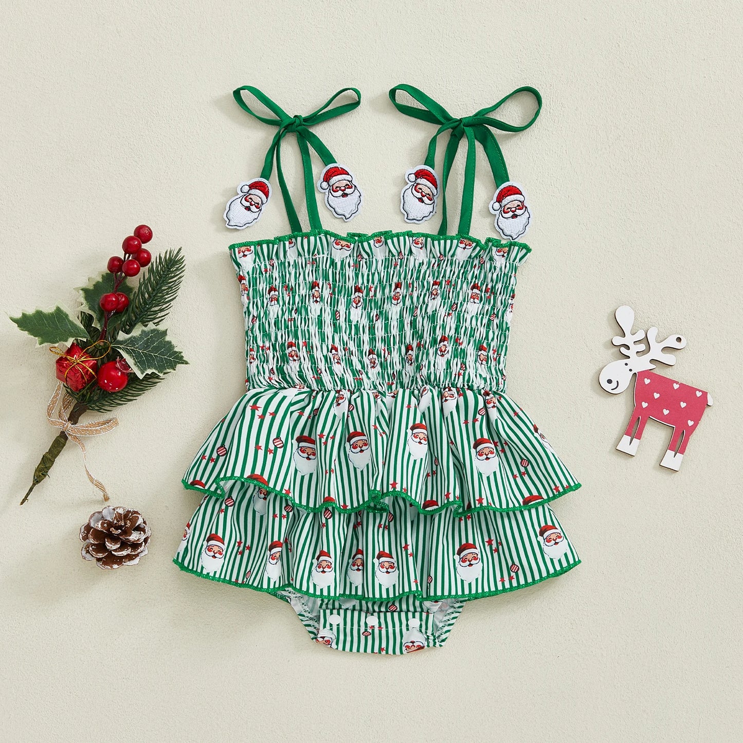 Baby Girl Christmas Peplum Romper Santa