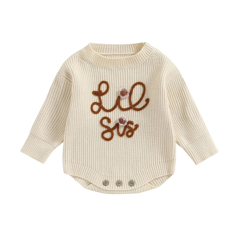 Lilttle Sister Knit Romper Cream