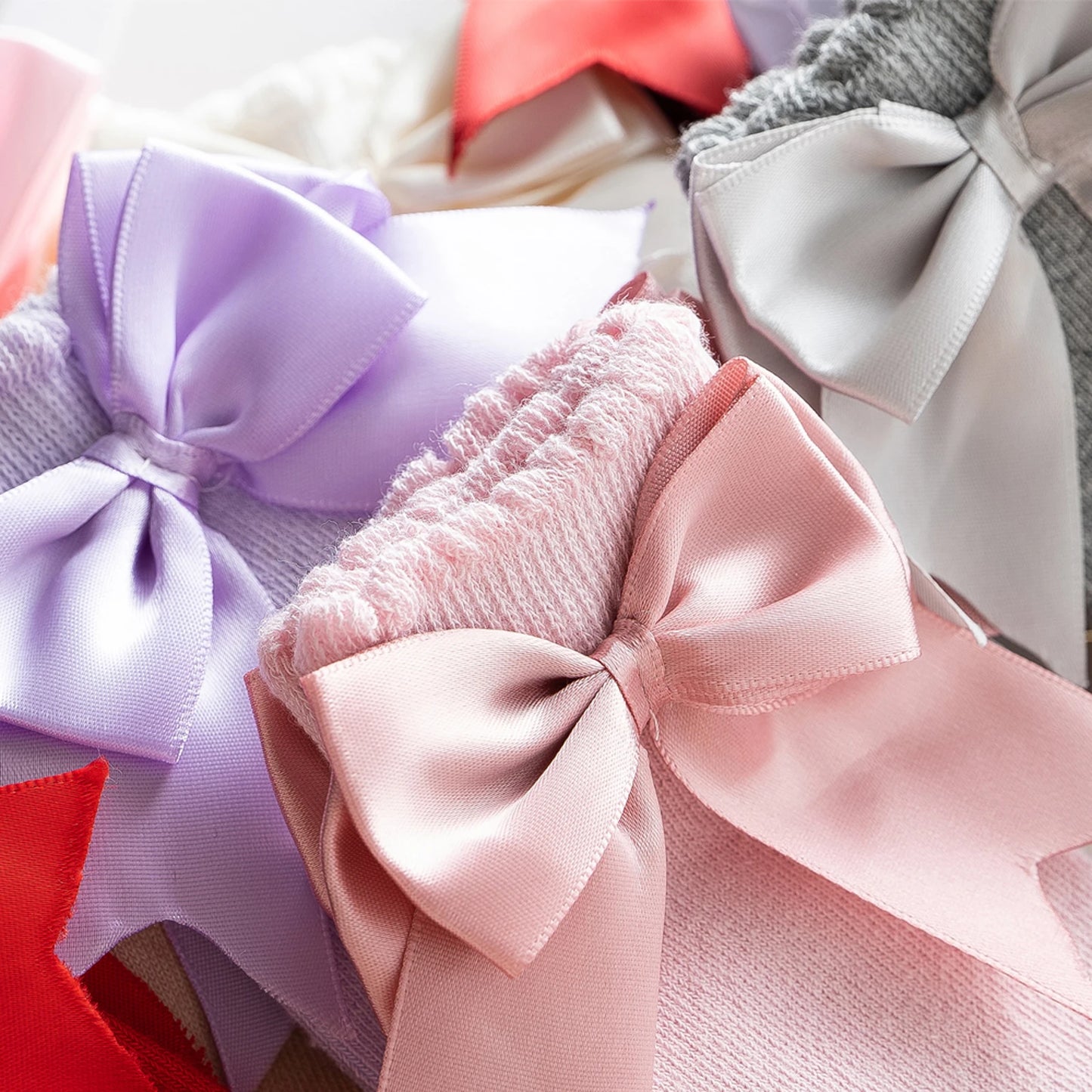 Baby Knee High Bow Socks Light Pink
