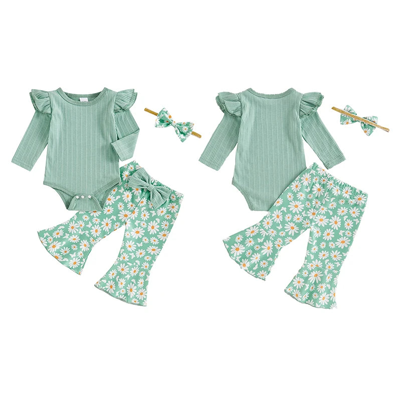 Flutter Romper Daisy Flare Set Green