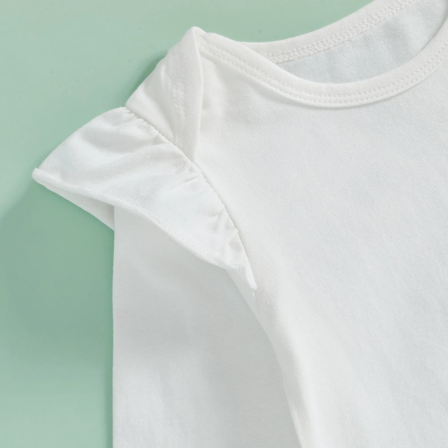 White flutter romper, from Overall and Flutter Set