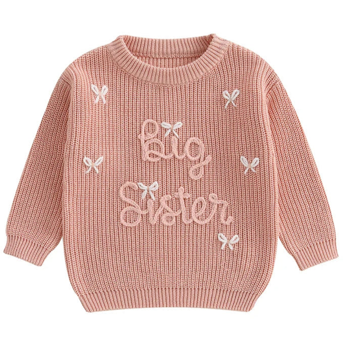Apricot baby knit jumper with Big Sister