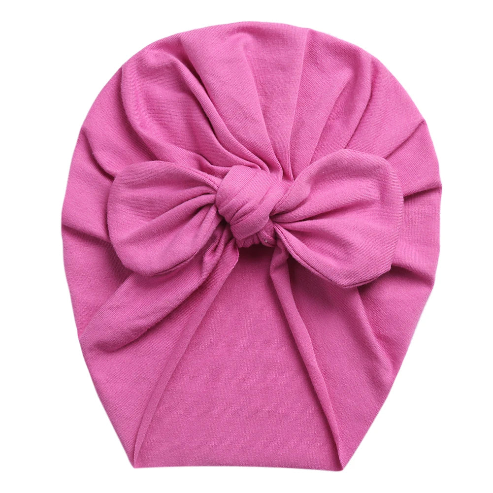 Magenta baby girl cotton turban with bunny ears