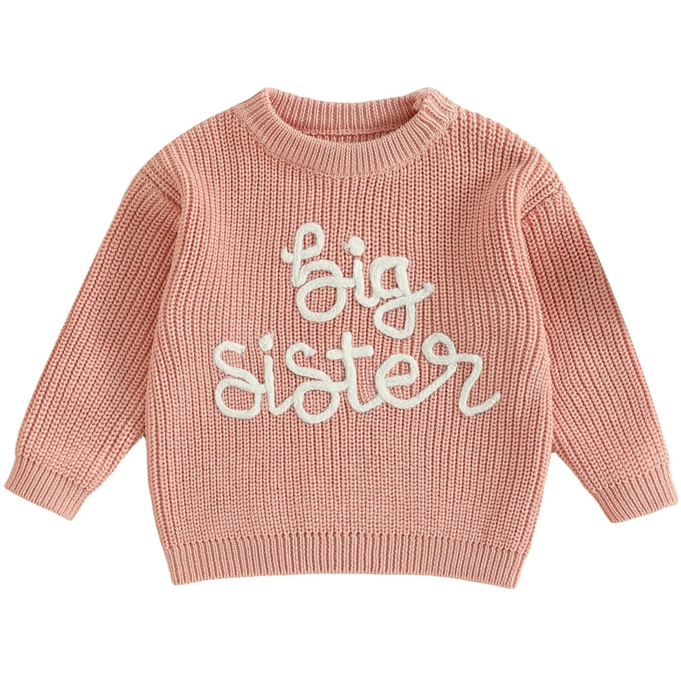 Baby pink Big Sister jumper for girls