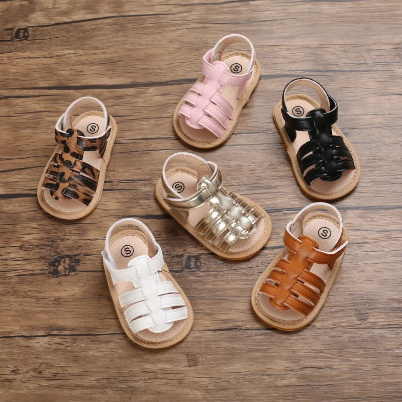 Marlow baby fisherman sandals by Pipp & Lola displayed in all available colours, featuring flexible soles and adjustable Velcro straps.