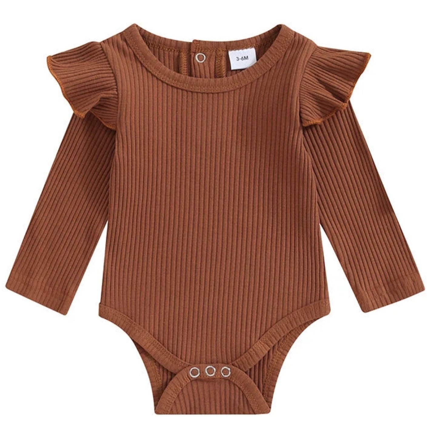 Auburn ribbed cotton long sleeve romper – warm baby girl outfit by Pipp & Lola