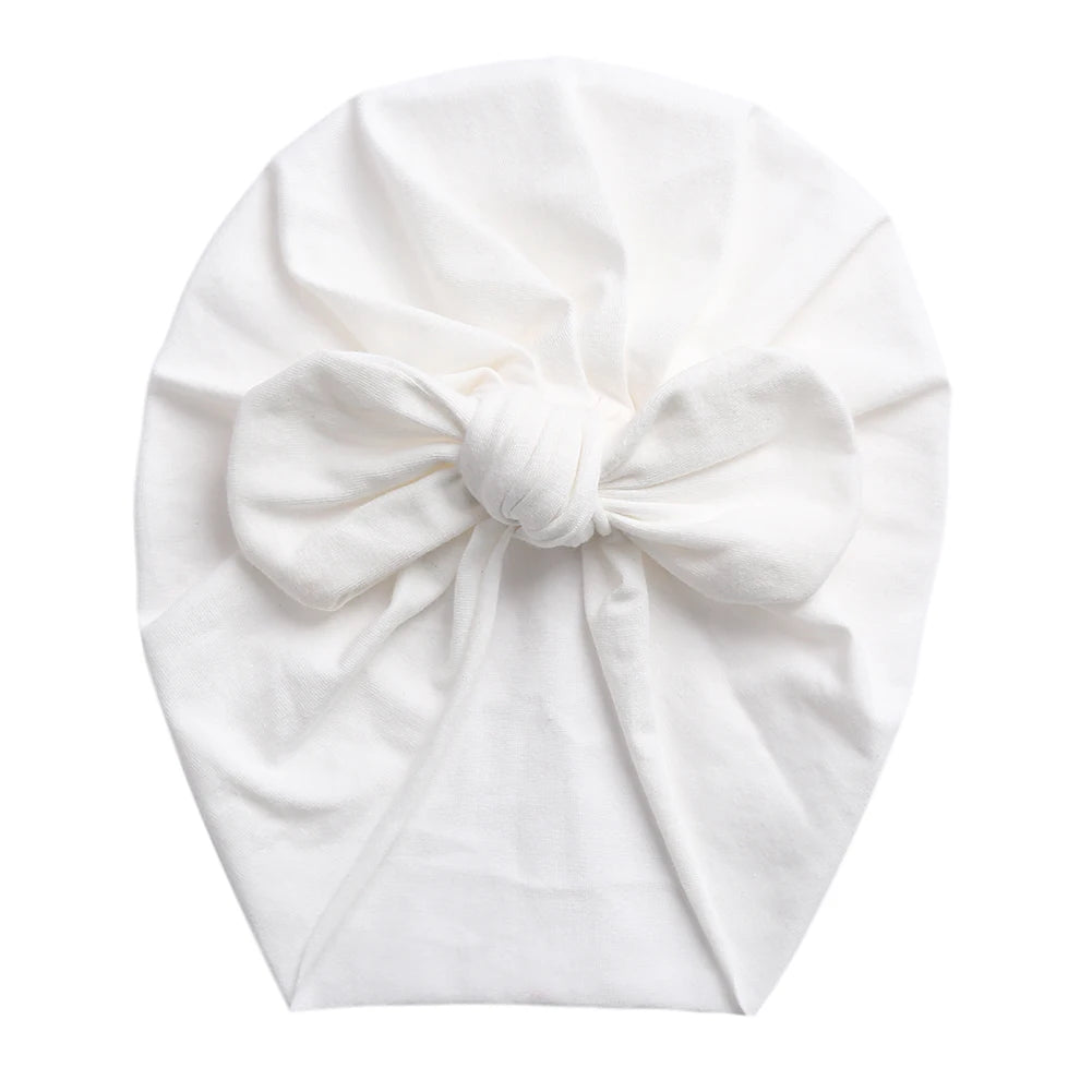 white baby turban cotton headwrap with bunny ears