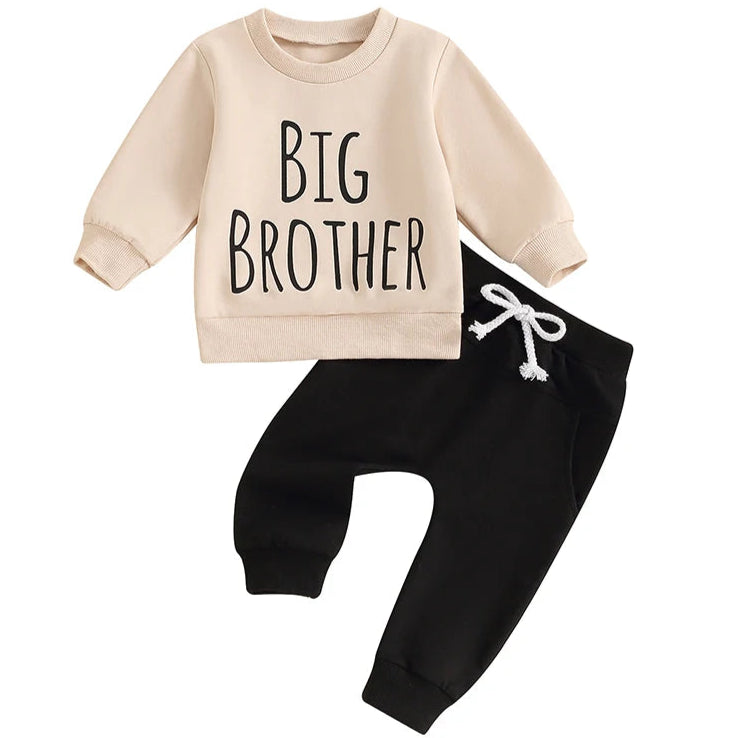 Cream toddler jumper with black “Big Brother” text – Pipp & Lola