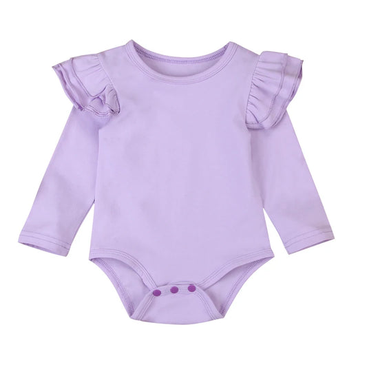 Baby Girl Long Sleeve Flutter Romper Purple