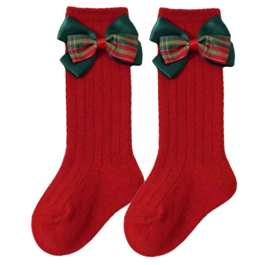 Baby Knee High Christmas Socks Tartan