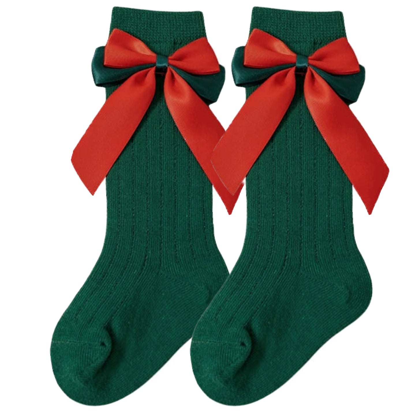 Baby Knee High Christmas Socks Green
