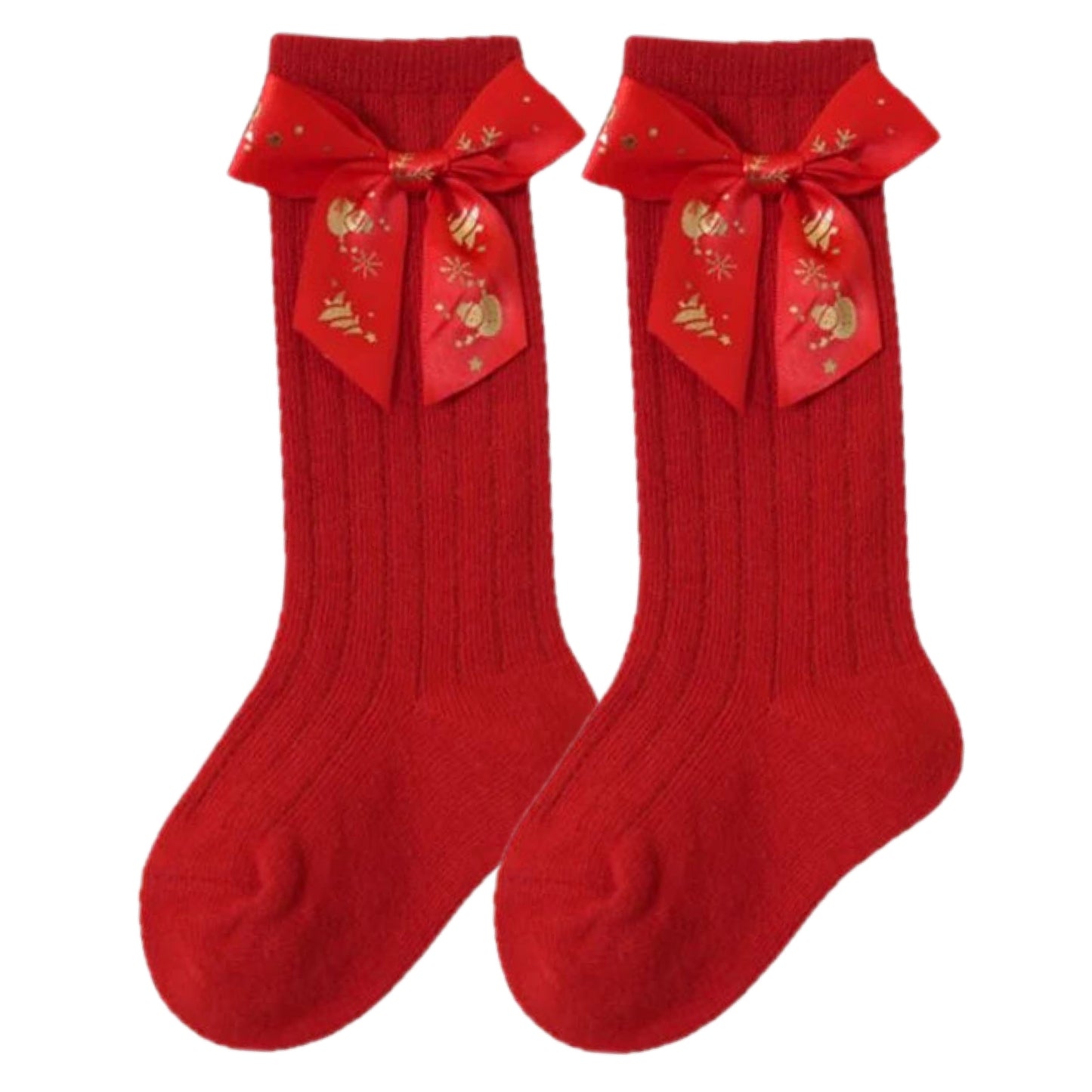 Baby Knee High Christmas Socks Red