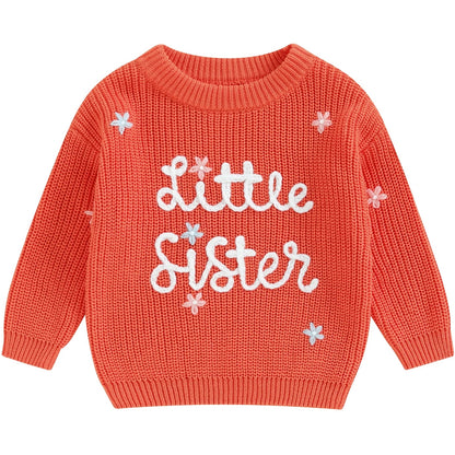 Baby girl orange knitwear – Little Sister top