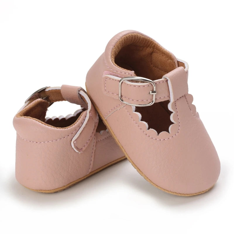 Soft pink T-Bar baby sandal – hook-and-loop closure, flexible sole