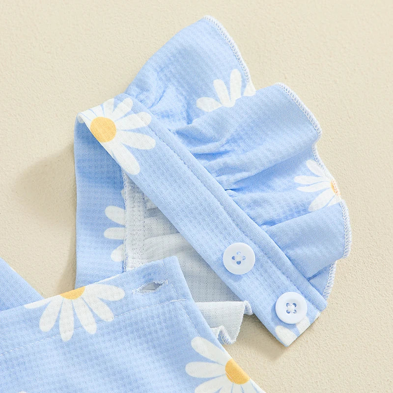 Daisy Flutter Romper Set Blue
