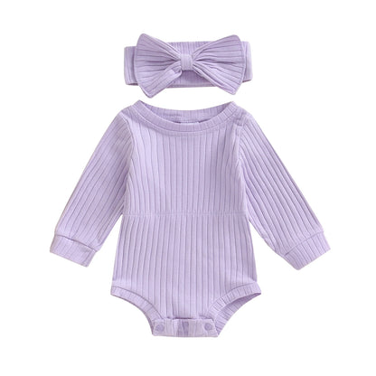 Emma Long Sleeve Baby Girl Romper Purple