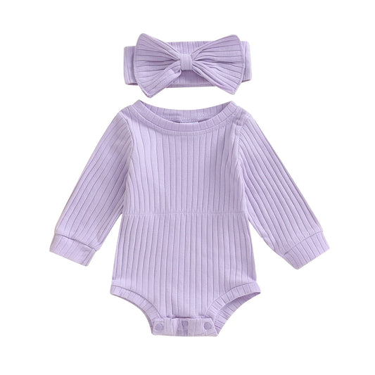Emma Long Sleeve Baby Girl Romper Purple