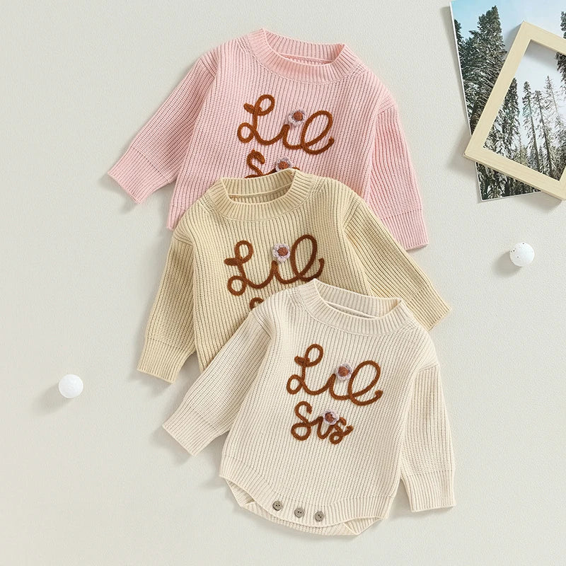Lilttle Sister Knit Romper Beige