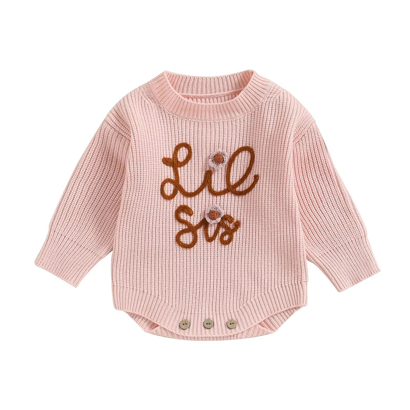 Lilttle Sister Knit Romper Pink