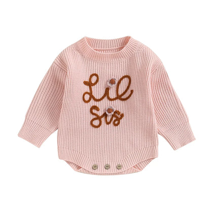 Lilttle Sister Knit Romper Pink
