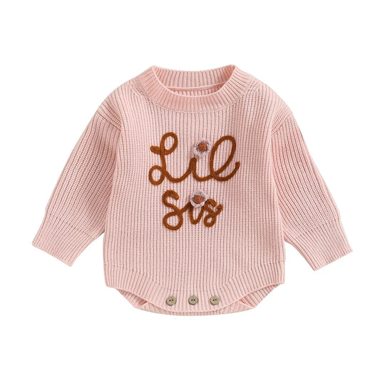 Lilttle Sister Knit Romper Pink