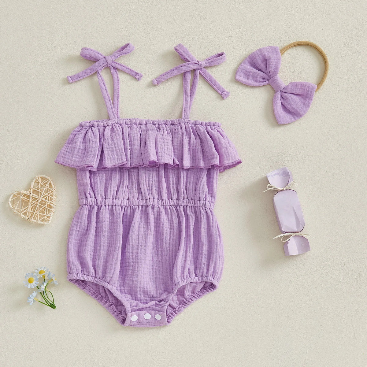 Mimi Ruffle Romper Set Purple