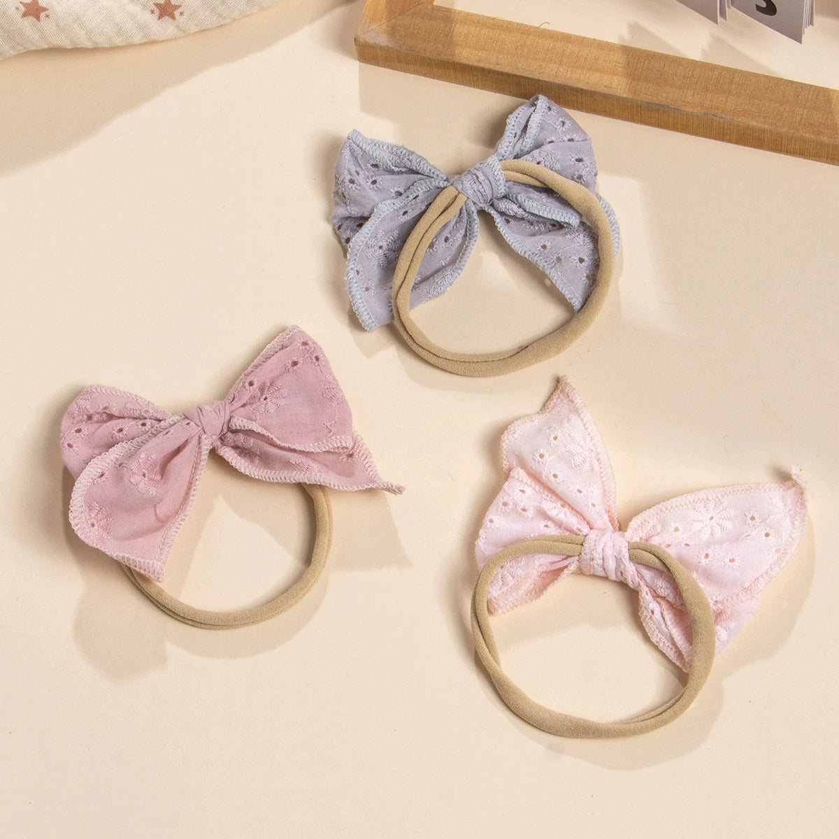 3Pcs/Set Baby Headbands Embroided Bow