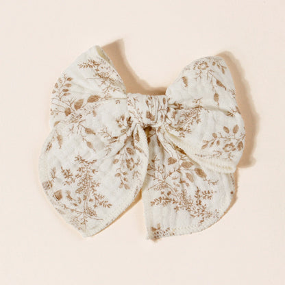 Muslin Bow Baby Girl Clip