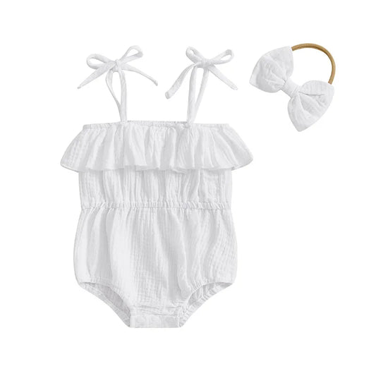 Mimi Ruffle Romper Set White
