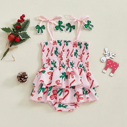 Baby Girl Christmas Peplum Romper Bow