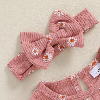 Pipp & Lola Daisy Waffle Cotton Romper Set