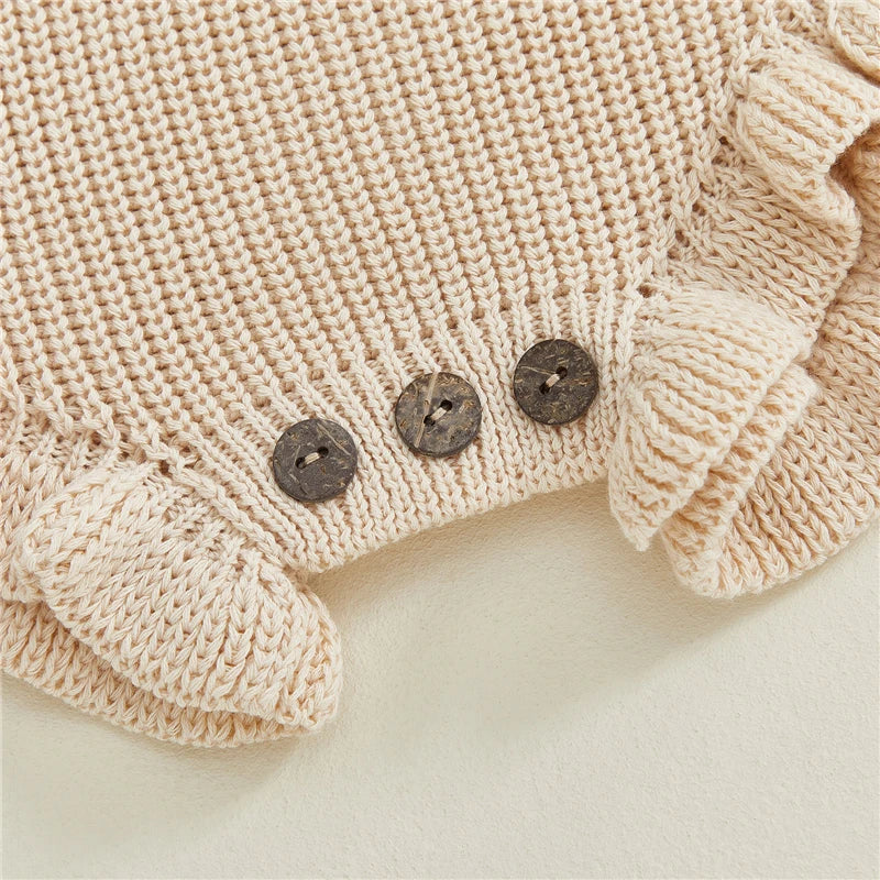 Imogen Baby Girl Knit Romper Beige