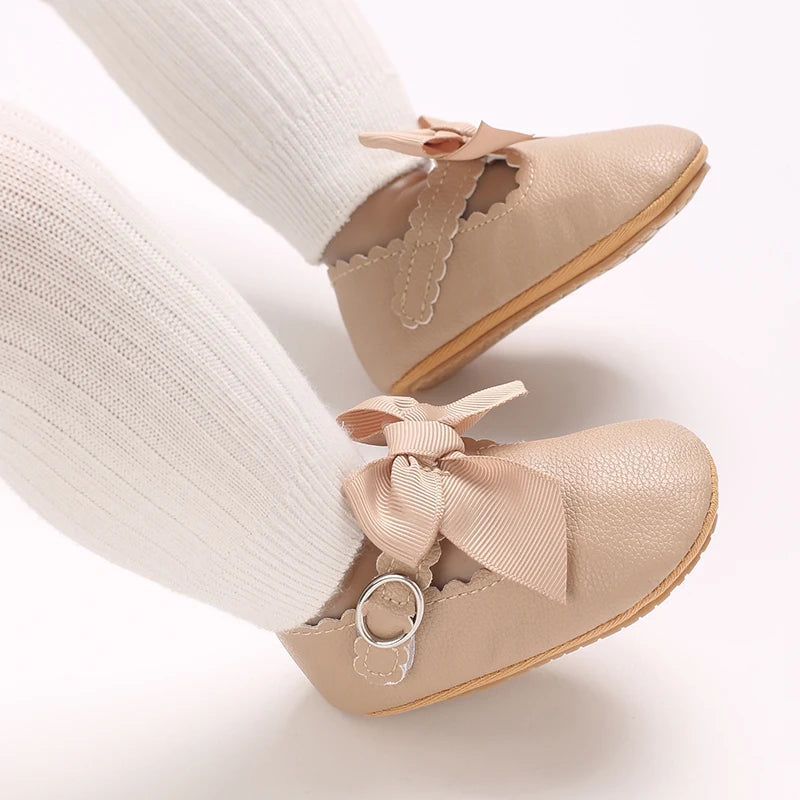 Mary Jane Baby Bow Shoes Tan