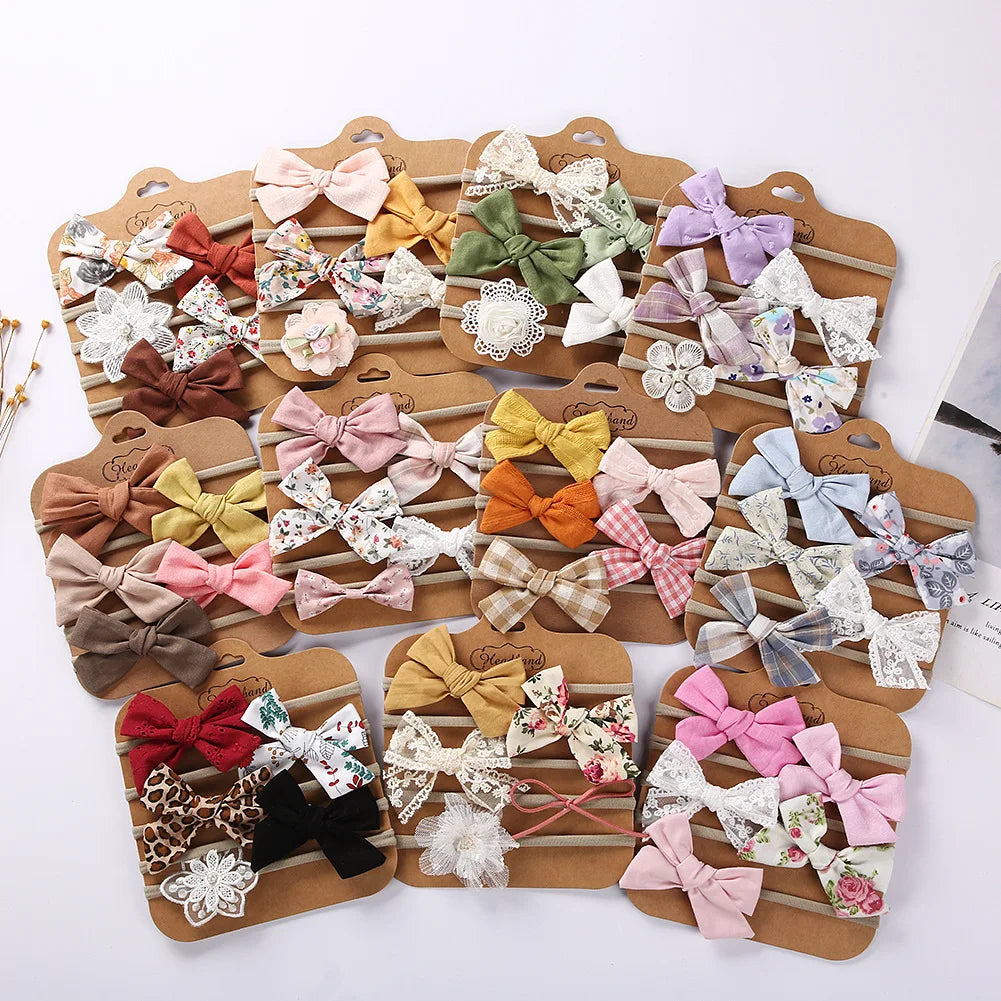 5Pcs/Set Baby Headbands Cotton Bows