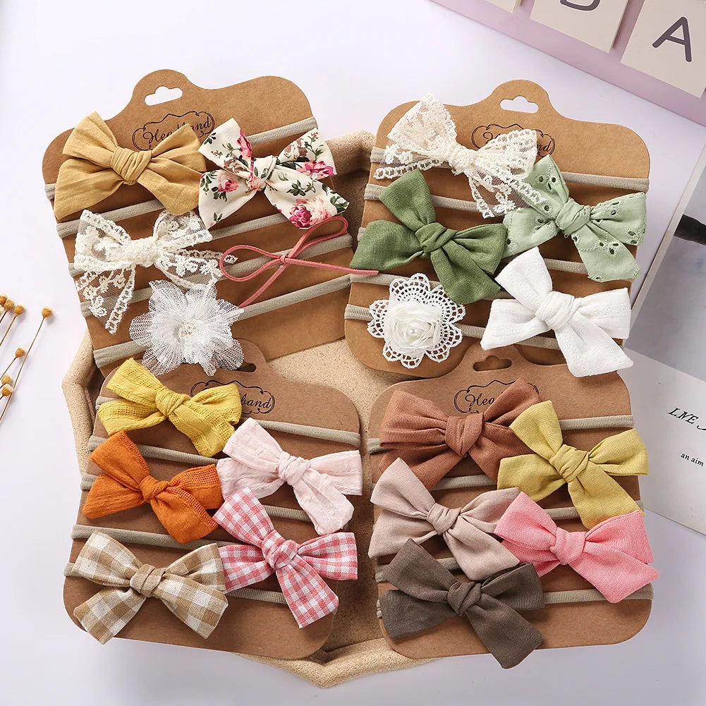5Pcs/Set Baby Headbands Cotton Bows