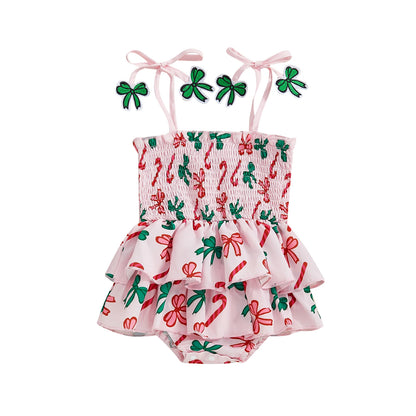 Baby Girl Christmas Peplum Romper Bow