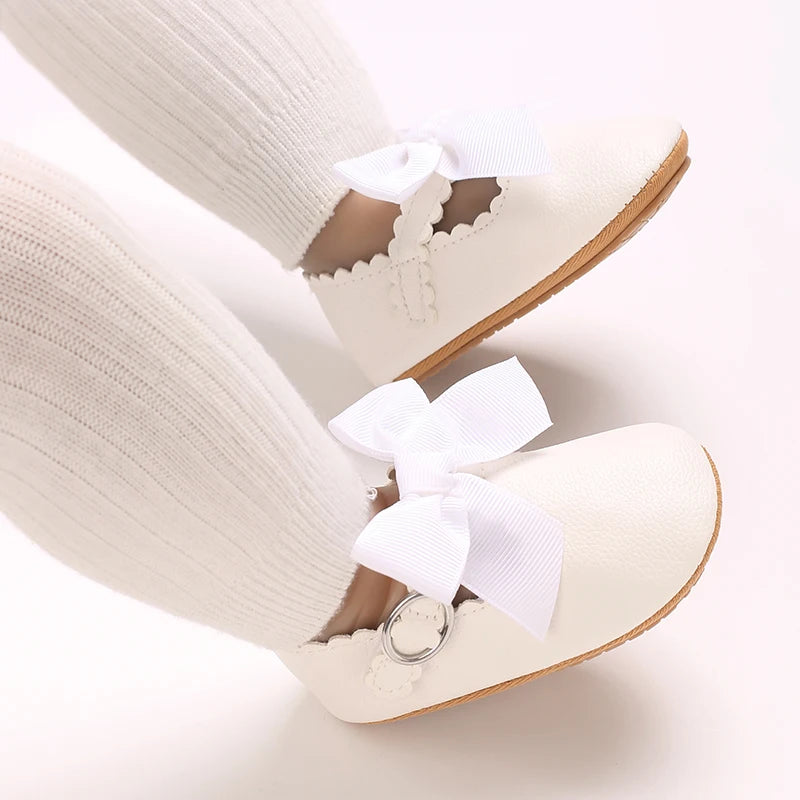 Mary Jane Baby Bow Shoes White
