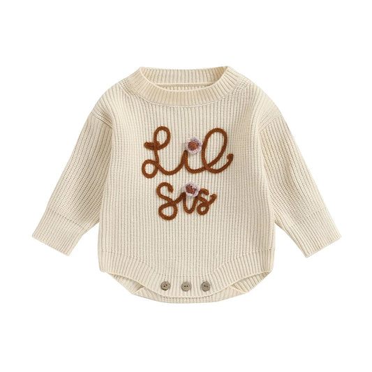 Lilttle Sister Knit Romper Cream