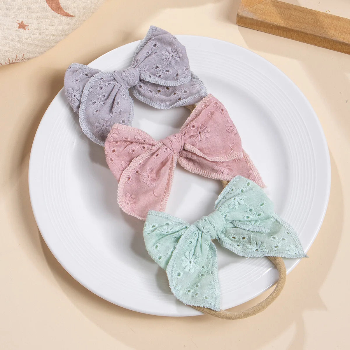 3Pcs/Set Baby Headbands Embroided Bow