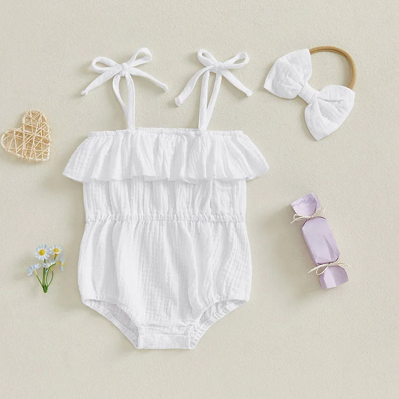 Mimi Ruffle Romper Set White