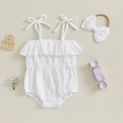 Mimi Ruffle Romper Set White
