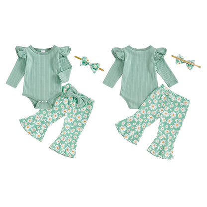 Flutter Romper Daisy Flare Set Green