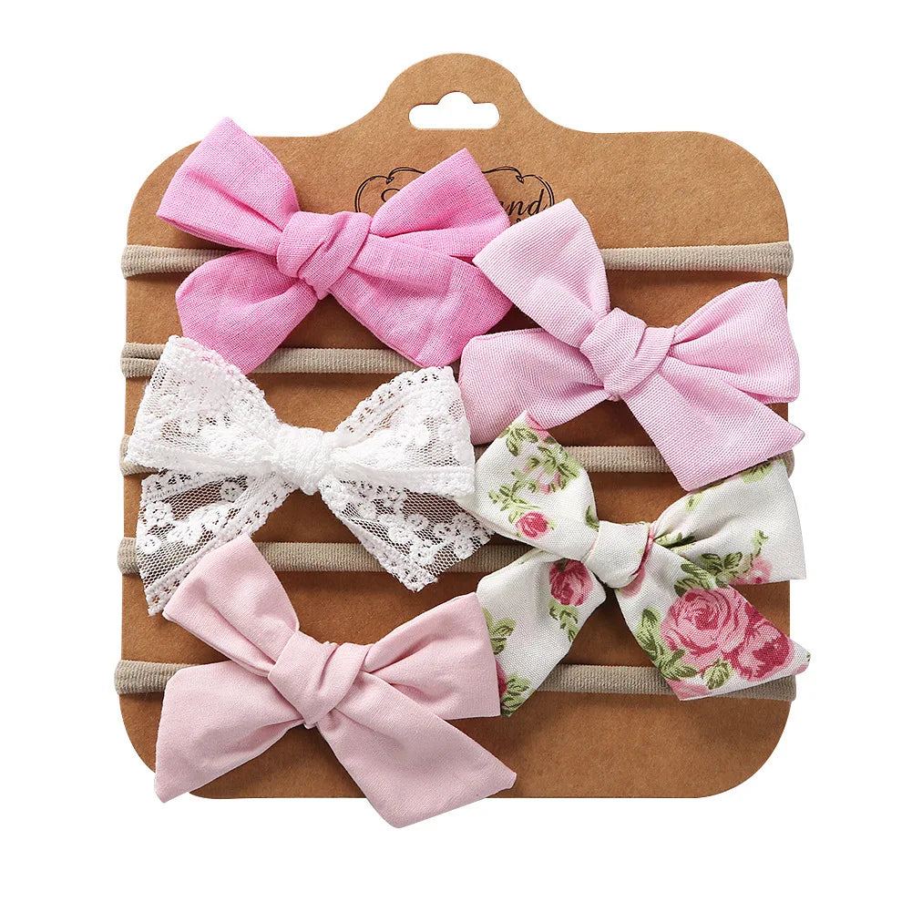 5Pcs/Set Baby Headbands Cotton Bows