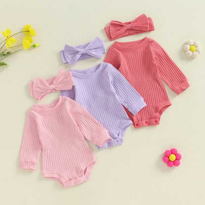 Emma Long Sleeve Baby Girl Romper Rosy Pink