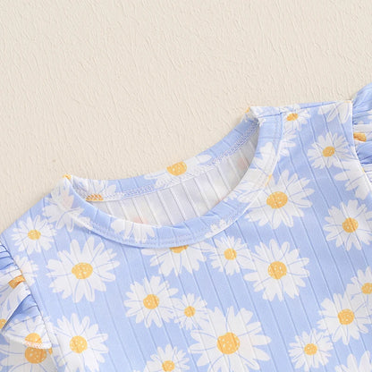 Baby Girl Daisy Pinafore Dress Set Blue