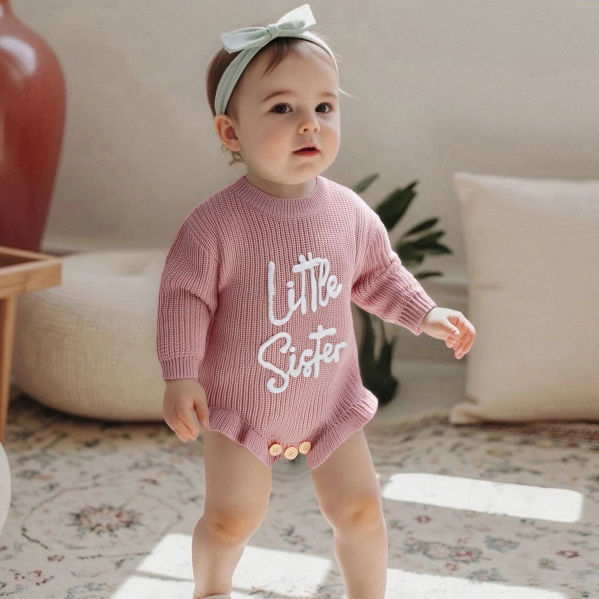 Little Sister Knit Frill Romper