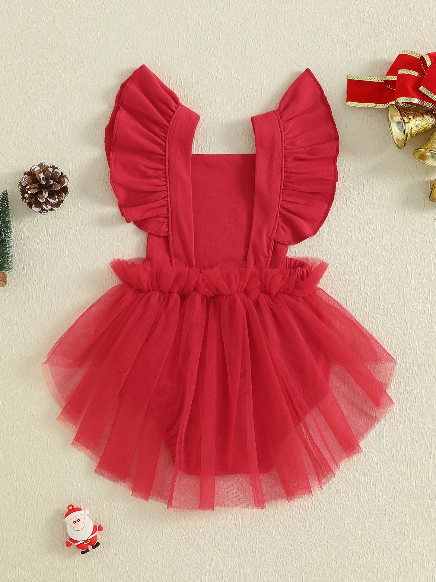 Baby Girl Christmas Santa Flutter Romper Red